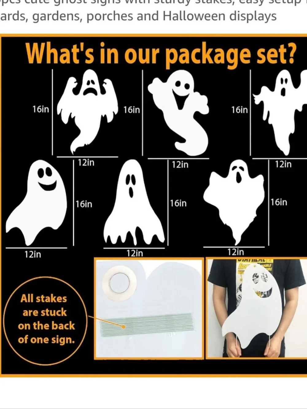 Halloween Decor Ghost Costume Set Of 6pc – White Ghosts